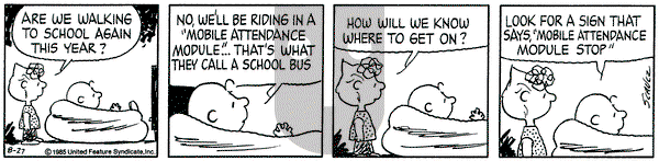 Peanuts on Tuesday August 27, 1985 Comic Strip