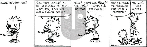 Calvin and Hobbes - Tuesday August 14, 2012 Comic Strip