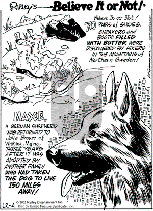 Ripley's Believe It or Not on Thursday December 4, 2003 Comic Strip