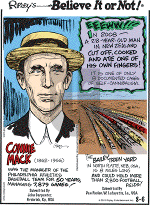Ripley's Believe It or Not on Saturday August 6, 2011 Comic Strip