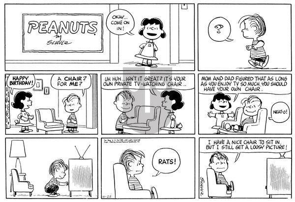 Peanuts on Sunday November 22, 1964 Comic Strip