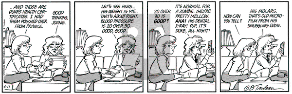 Doonesbury on Friday April 11, 1986 Comic Strip