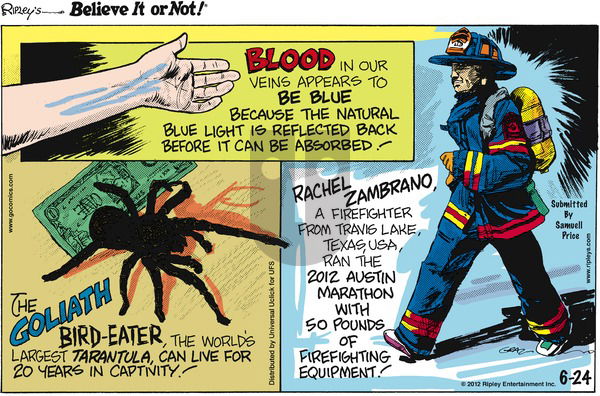 Ripley's Believe It or Not on Sunday June 24, 2012 Comic Strip