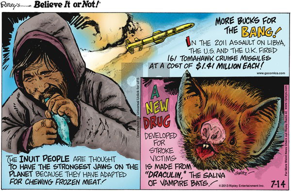Ripley's Believe It or Not on Sunday July 14, 2013 Comic Strip