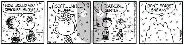 Peanuts on Wednesday December 28, 1977 Comic Strip