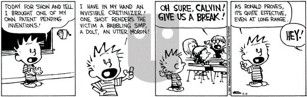Calvin and Hobbes on Friday March 15, 1991 Comic Strip