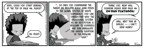 The Boondocks on Wednesday November 10, 1999 Comic Strip