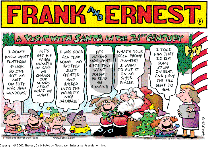 Frank and Ernest on Sunday December 15, 2002 Comic Strip