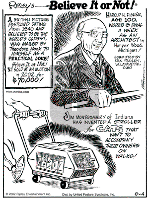 Ripley's Believe It or Not on Saturday May 4, 2002 Comic Strip