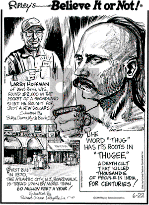 Ripley's Believe It or Not on Wednesday June 22, 2005 Comic Strip