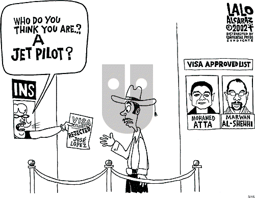Lalo Alcaraz on Friday March 15, 2002 Comic Strip