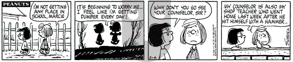 Peanuts on Wednesday February 6, 1974 Comic Strip