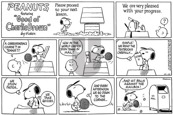 Peanuts on Sunday October 10, 1976 Comic Strip