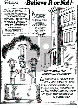 Ripley's Believe It or Not on Saturday November 11, 2000 Comic Strip