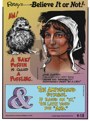 Ripley's Believe It or Not on Saturday April 18, 2020 Comic Strip