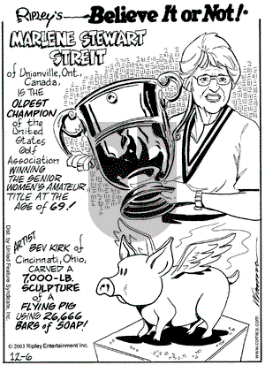 Ripley's Believe It or Not on Saturday December 6, 2003 Comic Strip