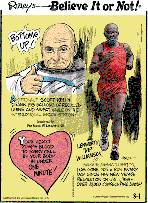 Ripley's Believe It or Not on Monday August 1, 2016 Comic Strip