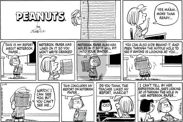 Peanuts - Sunday January 19, 1992 Comic Strip