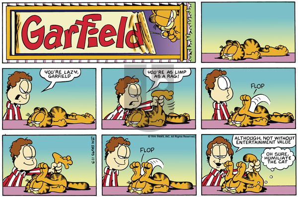 Garfield on Sunday November 3, 1996 Comic Strip