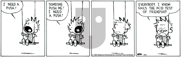Calvin and Hobbes on Saturday October 3, 1992 Comic Strip