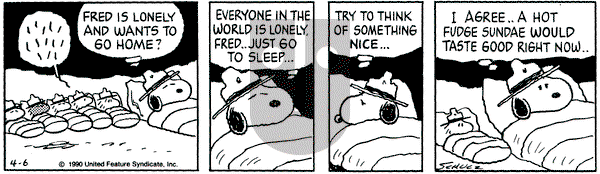 Peanuts on Friday April 6, 1990 Comic Strip