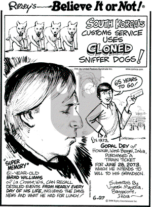 Ripley's Believe It or Not on Friday June 27, 2008 Comic Strip