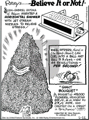 Ripley's Believe It or Not on Monday January 12, 1998 Comic Strip