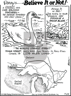 Ripley's Believe It or Not on Wednesday July 24, 1996 Comic Strip