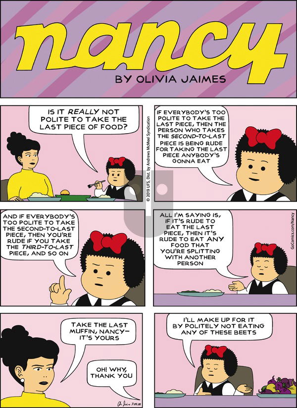 Nancy on Sunday July 14, 2019 Comic Strip