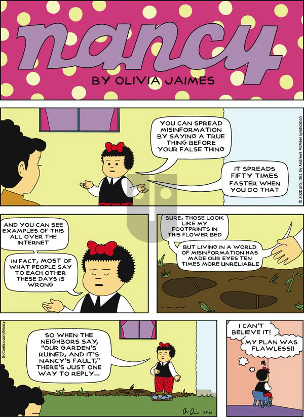 Nancy on Sunday March 8, 2020 Comic Strip
