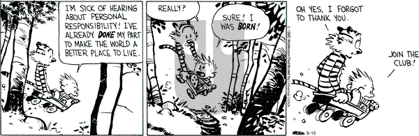 Calvin and Hobbes - Wednesday August 15, 2012 Comic Strip
