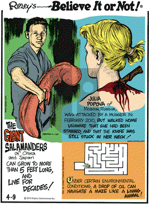 Ripley's Believe It or Not on Friday April 9, 2010 Comic Strip