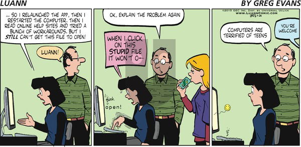 Luann - Sunday April 26, 2015 Comic Strip