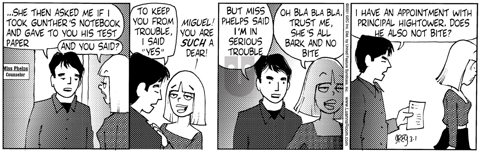 Luann - Thursday March 1, 2001 Comic Strip