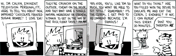 Calvin and Hobbes on Wednesday October 1, 2014 Comic Strip