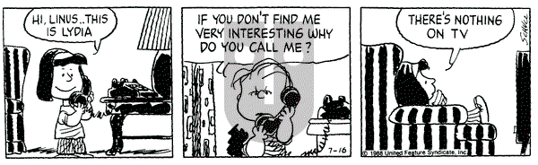 Peanuts on Saturday July 16, 1988 Comic Strip