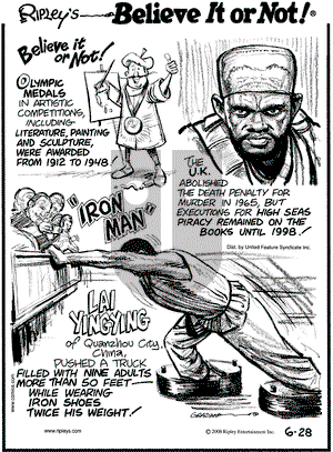 Ripley's Believe It or Not on Saturday June 28, 2008 Comic Strip