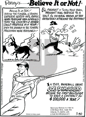 Ripley's Believe It or Not on Friday July 30, 1999 Comic Strip