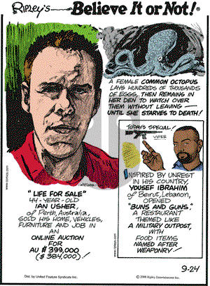 Ripley's Believe It or Not on Wednesday September 24, 2008 Comic Strip