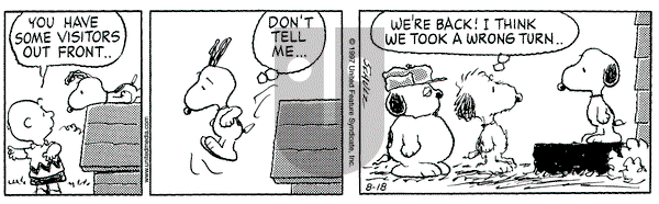 Peanuts - Monday August 18, 1997 Comic Strip