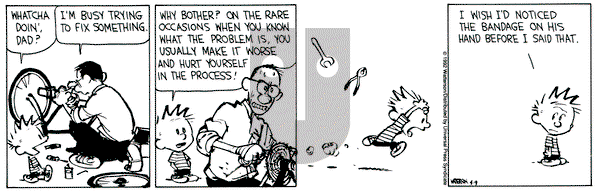 Calvin and Hobbes on Thursday April 9, 1992 Comic Strip