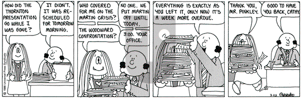 Cathy Classics on Tuesday March 25, 1986 Comic Strip