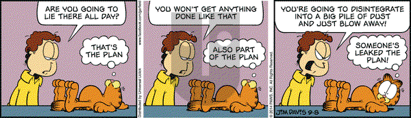 Garfield on Monday September 8, 2014 Comic Strip