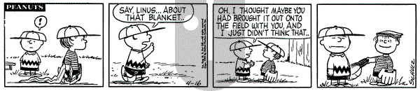 Peanuts on Thursday April 16, 1959 Comic Strip