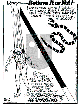 Ripley's Believe It or Not on Wednesday December 10, 2003 Comic Strip