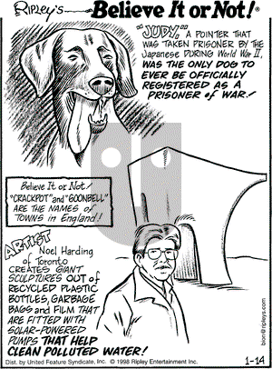 Ripley's Believe It or Not on Wednesday January 14, 1998 Comic Strip