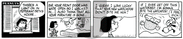 Peanuts on Monday January 27, 1975 Comic Strip