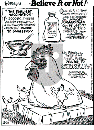 Ripley's Believe It or Not on Thursday November 16, 2000 Comic Strip