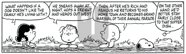 Peanuts on Monday June 19, 1995 Comic Strip
