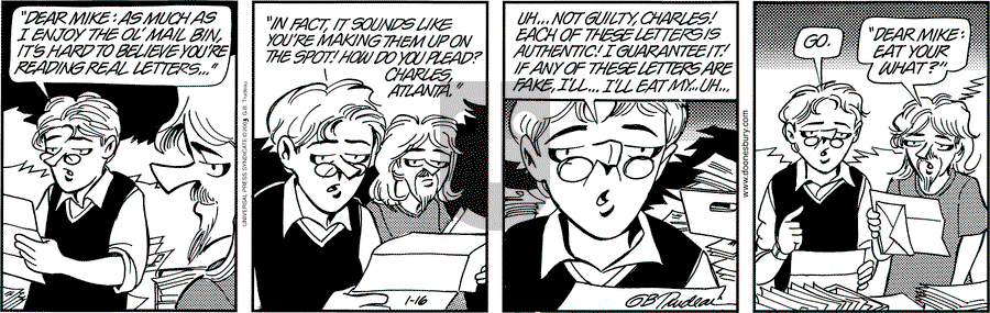 Doonesbury - Thursday January 16, 2003 Comic Strip